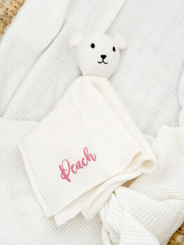 White Personalised Embroidered New Baby Name Cardigan, 6 of 12