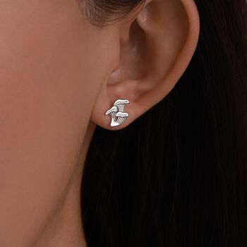 Sterling Silver Mismatched Chanterelle Mushroom 18 G Screw Back Ball Stud Earrings With Ball Backs, 8 of 12