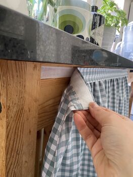 Velcro Sink Skirt, Bespoke Stripy Cabinet Curtain, Duck Egg Cupboard Curtain, 3 of 6