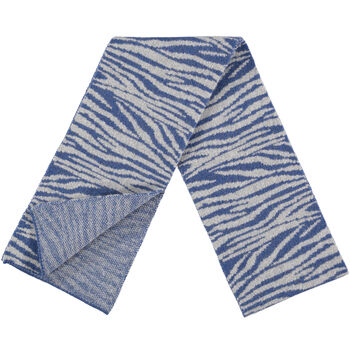 Blue And Grey Zebra Print Lambswool Scarf, 4 of 4