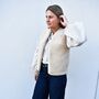 Wool Merino Short Gilet In Beige, thumbnail 2 of 10