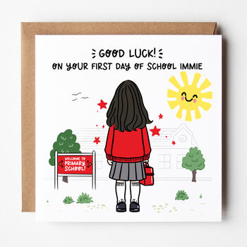 Customisable First Day Of School Card For Girls, 5 of 10