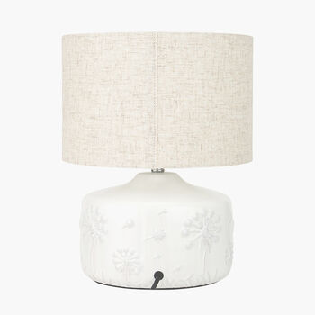 White Small Floral Ceramic Table Lamp, 4 of 9