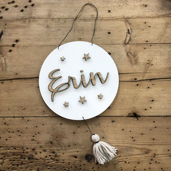 Personalised Wooden Name Sign With Tassel, 6 of 6