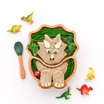 Bamboo Dinosaur Plate With Suction Green, 3 of 4