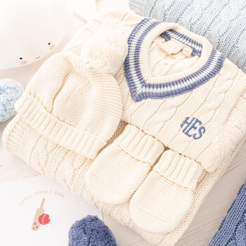 Luxury Cotton Knitted Baby Cricket Gift Set, 3 of 11