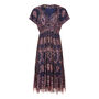 Lace Tea Dress In Pink With Contrast Deep Blue Lining, thumbnail 2 of 3