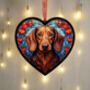 Dachshund Stained Glass Effect Heart Suncatcher, thumbnail 7 of 9