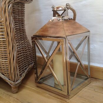 Reclaimed Wood And Stainless Steel Candle Lantern, 2 of 5