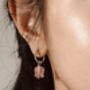 Strawberry Quartz Lily Twisted Huggie Hoop Earrings, thumbnail 4 of 11