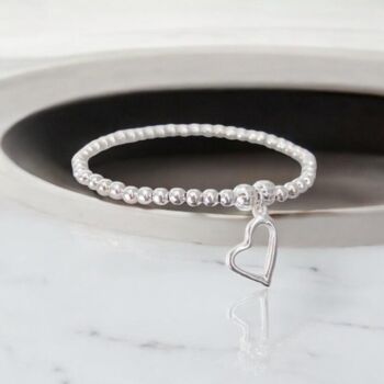 Friendship Bracelet Silver Heart Stretch Bracelet, 7 of 9