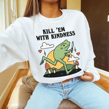 'Kill 'Em With Kindness' Frog Graphic Sweatshirt, 3 of 5
