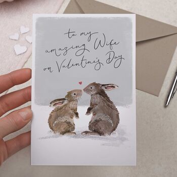 Cute Bunny Rabbit Wife Valentines Day Card, 2 of 2