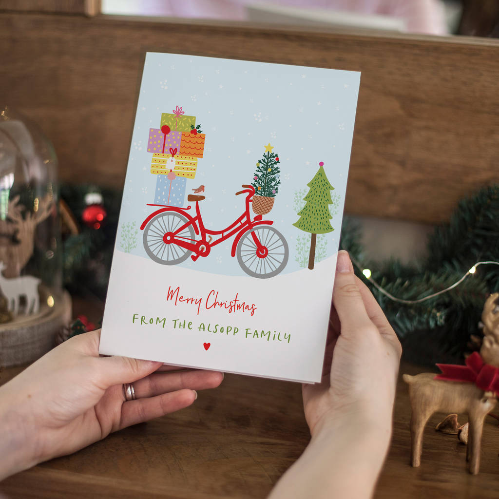 Personalised Family Bicycle Christmas Cards By Rosefinch Studio ...