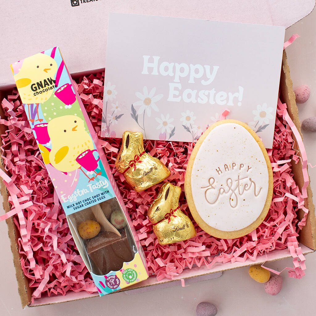 Easter Hot Chocolate, Lindt Bunnies And Biscuit Set By TreatBox