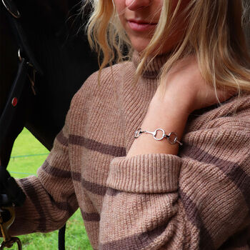 Personalised Sterling Silver Snaffle Bit Horse Bracelet, 3 of 9