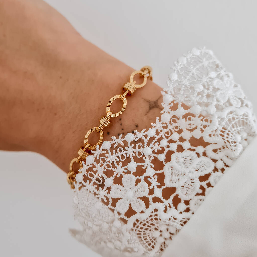 Textured Gold Plated Bracelet, 1 of 4