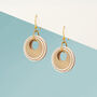 Pearlescent Taupe And Cream Circular Earrings • Gold Plated Sterling Silver Hooks, thumbnail 5 of 9