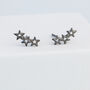 Black Colour Sterling Silver Star Stud Earrings, thumbnail 1 of 5