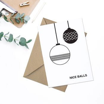 Nice Balls Typographic Christmas Card, 2 of 2