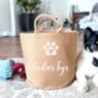 Personalised Pet Paw Print Felt Toy Basket Bag Storage, thumbnail 5 of 5