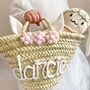 Girls Personalised Easter Bunny Ear Handwoven Basket, thumbnail 2 of 3