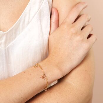 Star And Crystal Paperclip Chain Bracelet In Gold, 3 of 4