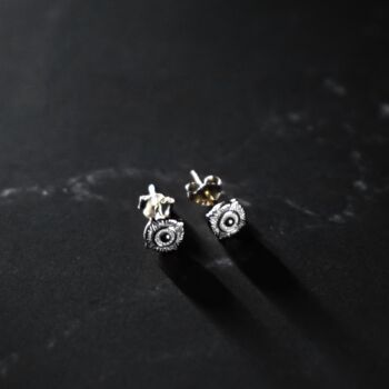 Gold Mens Compass Stud Earring, 5 of 11