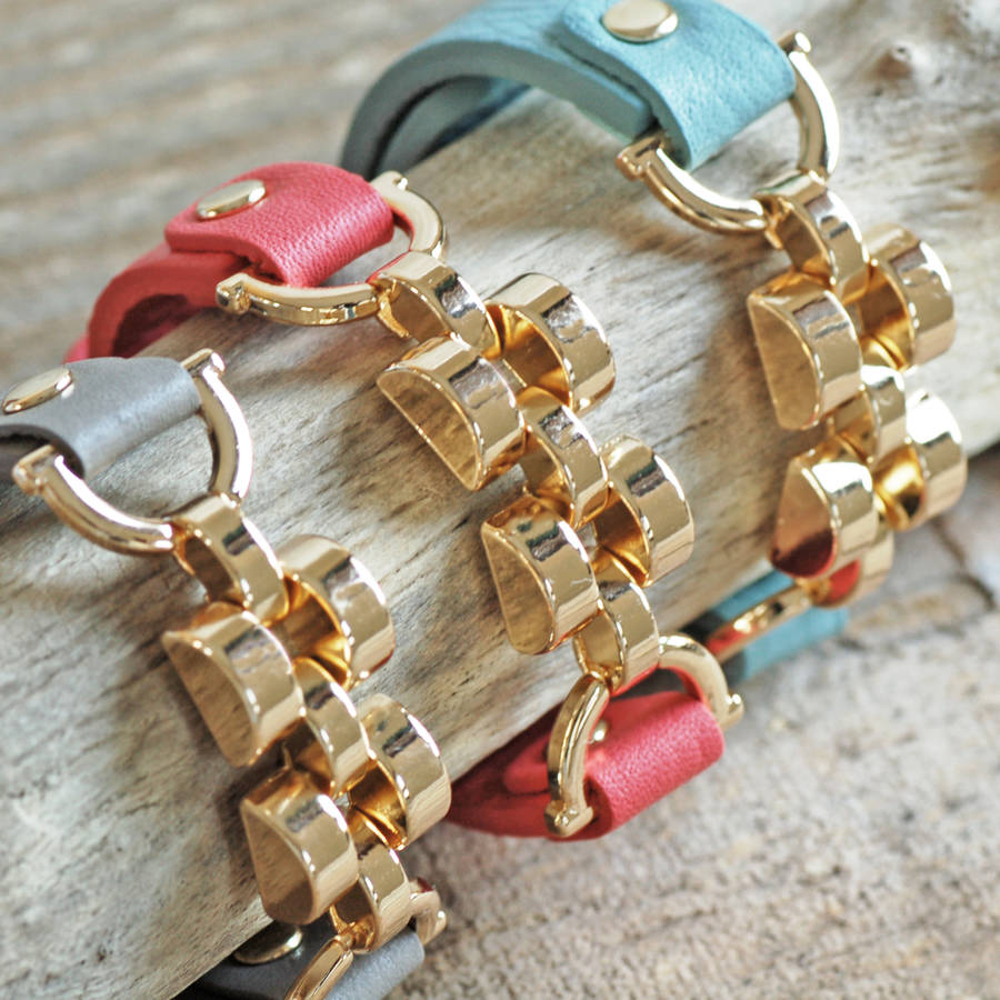 chunky links leather bracelet by highland angel