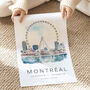 Canada Travel Wall Print Of Montreal With Map Coordinates, thumbnail 4 of 7