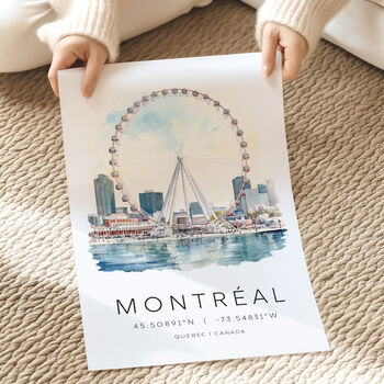 Canada Travel Wall Print Of Montreal With Map Coordinates, 4 of 7