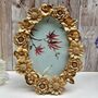 Elegant Gold Oval Floral Photo Picture Frame Holder 4x6 15x10cm Portrait Size, thumbnail 1 of 8