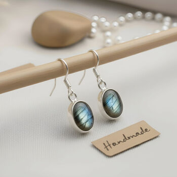 Sterling Silver And Labradorite Drop Earrings Handmade Jewellery, 4 of 4