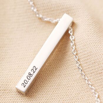 Personalised Bar Pendant Necklace In Silver, 6 of 11