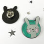 Funny Rabbit Enamel Pin 'Choose Hoppy', thumbnail 1 of 6