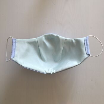 Upcycled Silk Lined Blue Cotton Chambray Face Mask, 5 of 11