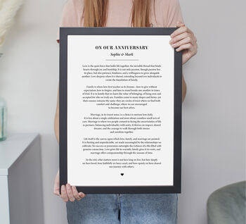 Personalised Black Text Vows Handmade Print, 5 of 7