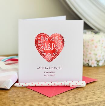 Love Heart Personalised Engagement Card, 5 of 5