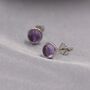Genuine Amethyst Purple Stud Earrings Sterling Silver, thumbnail 7 of 11