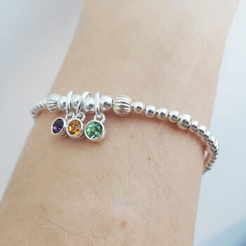 Sterling Silver 925 Family Childrens Birthstones Stretch Bead Bracelet, 4 of 7