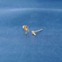 Tiny Cross Stud Earrings, Minimalistic Dainty Studs, thumbnail 6 of 7