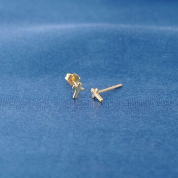 Tiny Cross Stud Earrings, Minimalistic Dainty Studs, 6 of 7