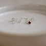 Sterling Silver Starburst Birthstone Chained Mini Studs, thumbnail 1 of 4
