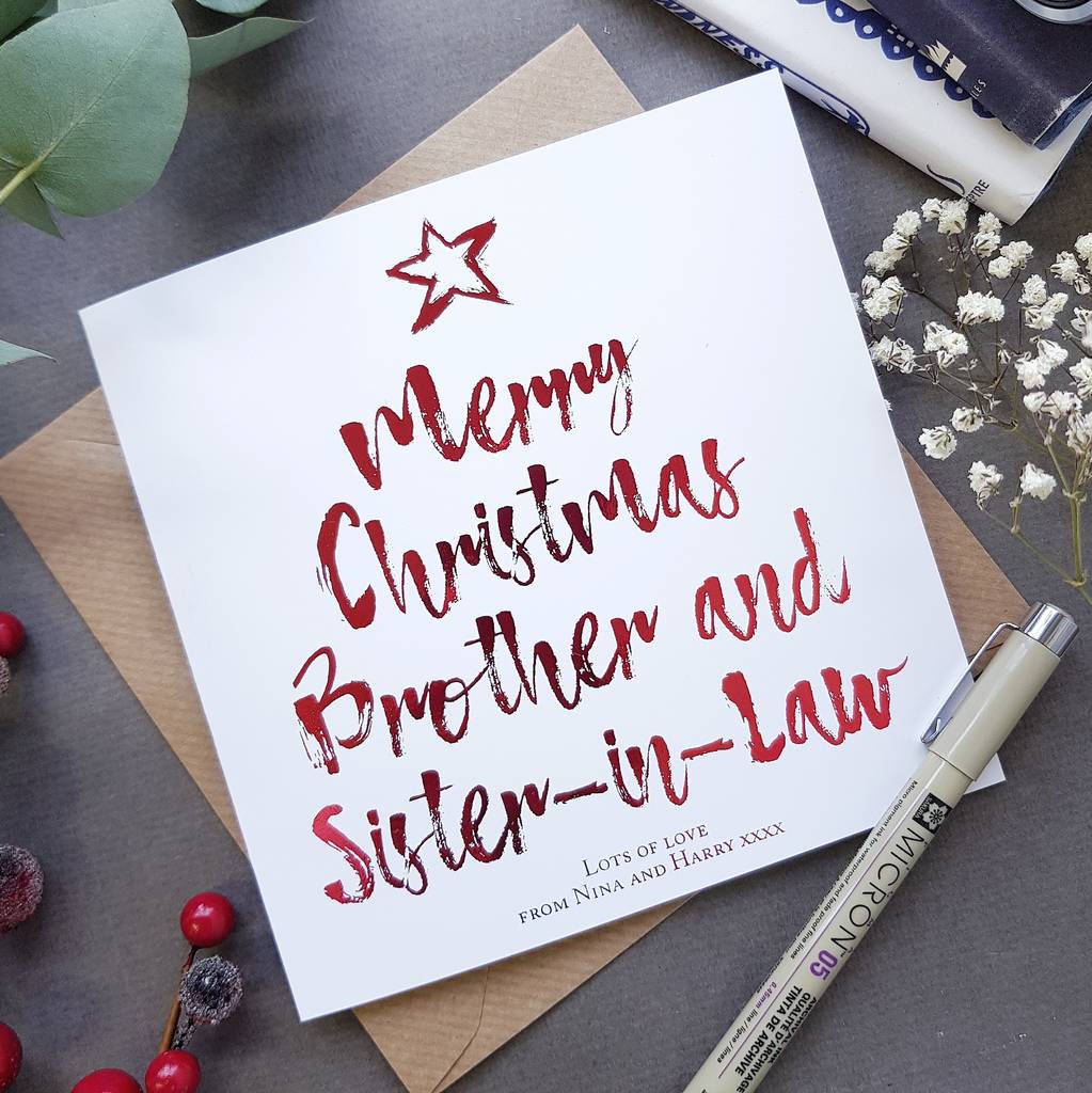 Foiled Christmas Card For Brother And Sister In Law By
