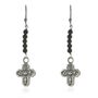Wdts Tiny Cross And Onyx Drop Earrings, thumbnail 2 of 4