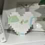 Personalised Lego® Brick Heart Shape Map Print Block, thumbnail 2 of 5