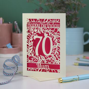 Personalised 70th Birthday Card Papercut Flower Design, 6 of 7
