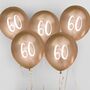Five Gold 60 Party Balloons, thumbnail 1 of 2