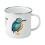 Personalised Cute Kingfisher Silver Rimmed Enamel Mug, thumbnail 1 of 4