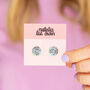 Mini Round Stud Earrings In Silver Sparkle, thumbnail 1 of 4